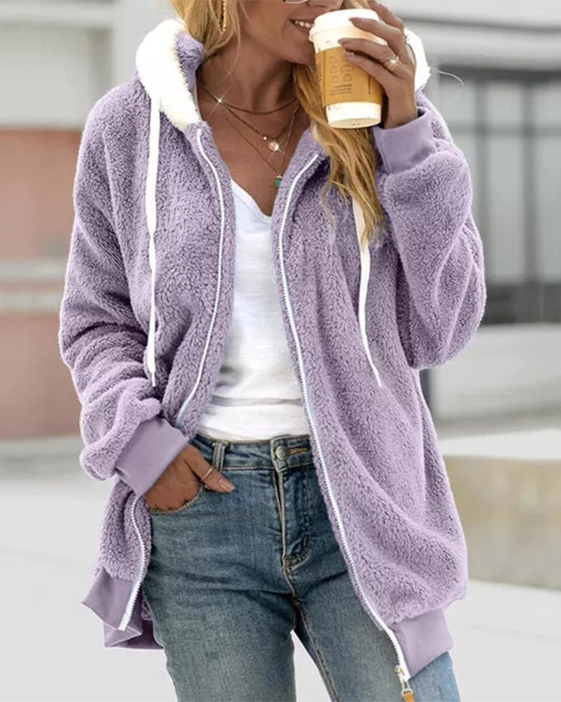 Dames Zip-Up Jas – Zachte en Stijlvolle Jas voor Herfst en Winter