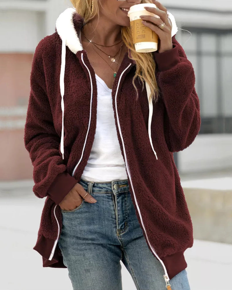 Dames Zip-Up Jas – Zachte en Stijlvolle Jas voor Herfst en Winter