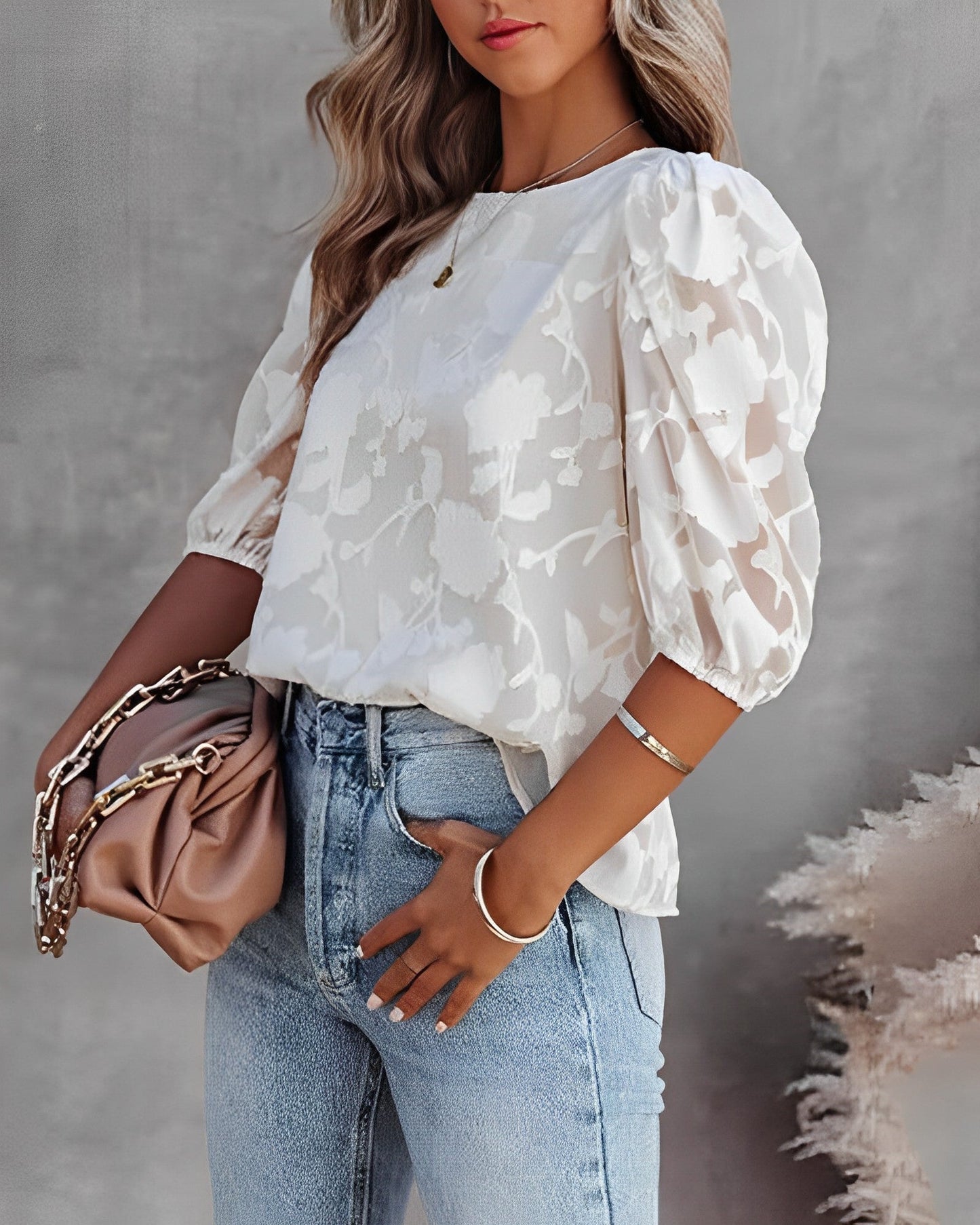 Blouse chiffon dames – Puffärmelig elegante top voor casual en feestelijke gelegenheden