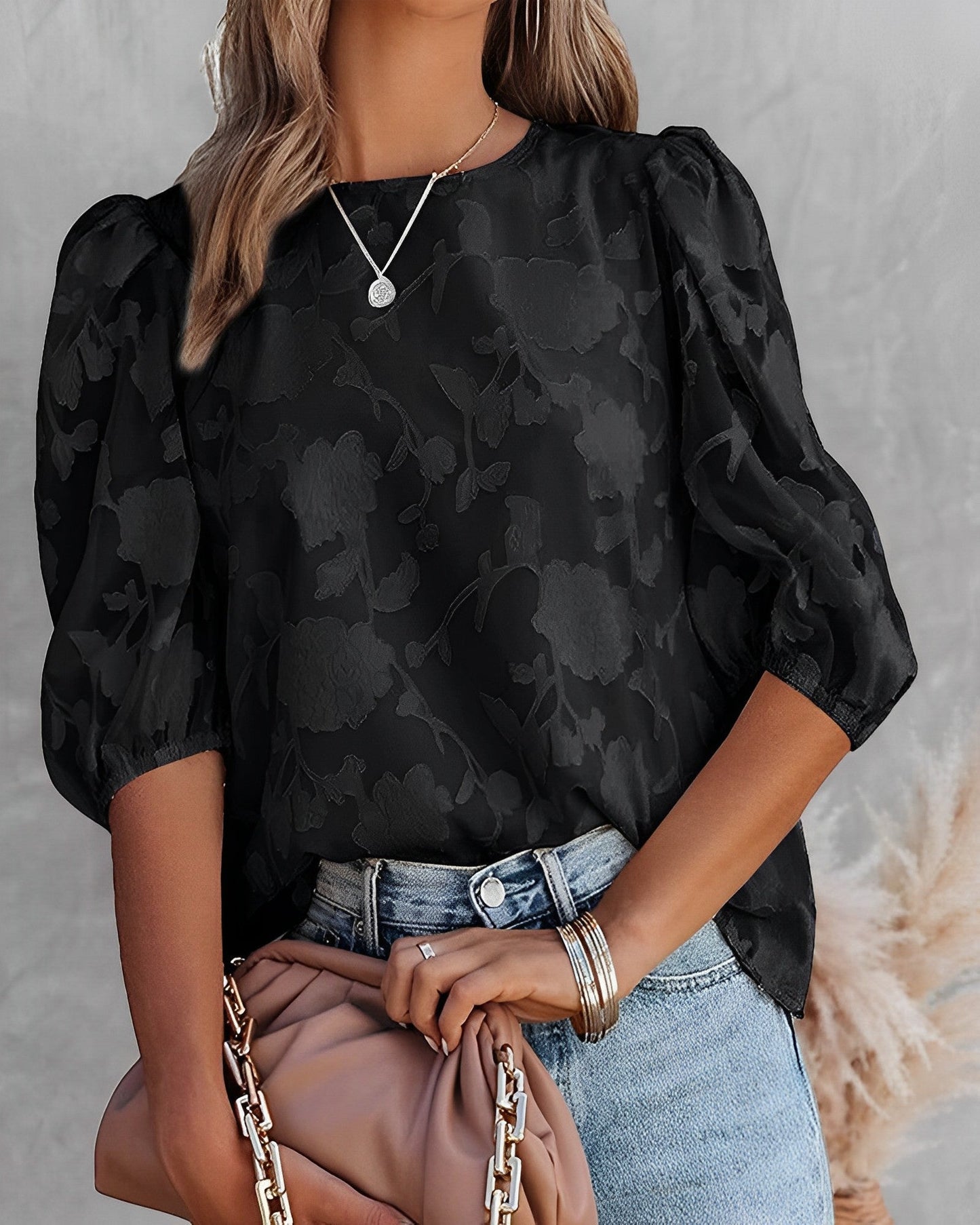 Blouse chiffon dames – Puffärmelig elegante top voor casual en feestelijke gelegenheden