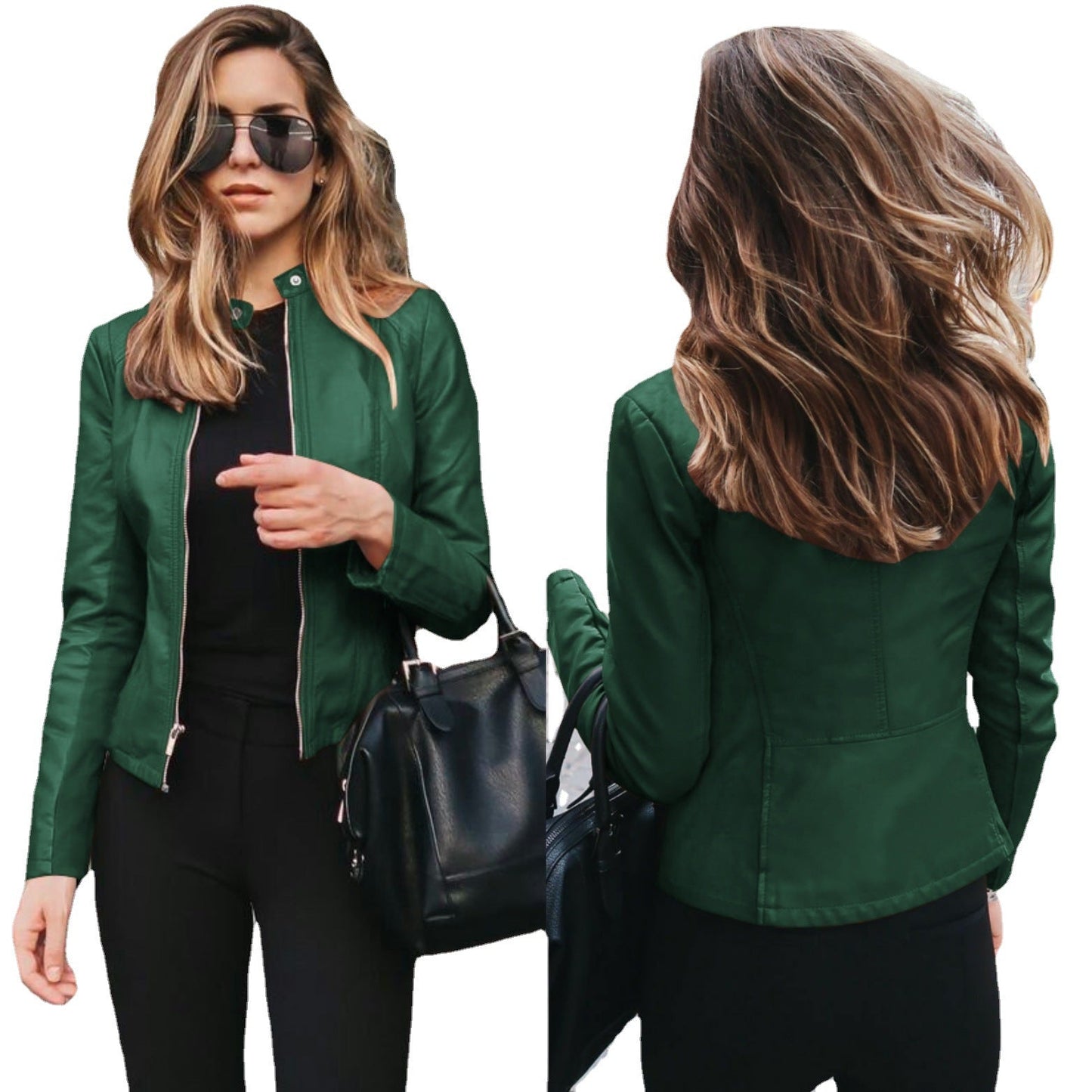 Jas Dames – Elegante Zip-Up Jas van Katoen voor Lente en Herfst