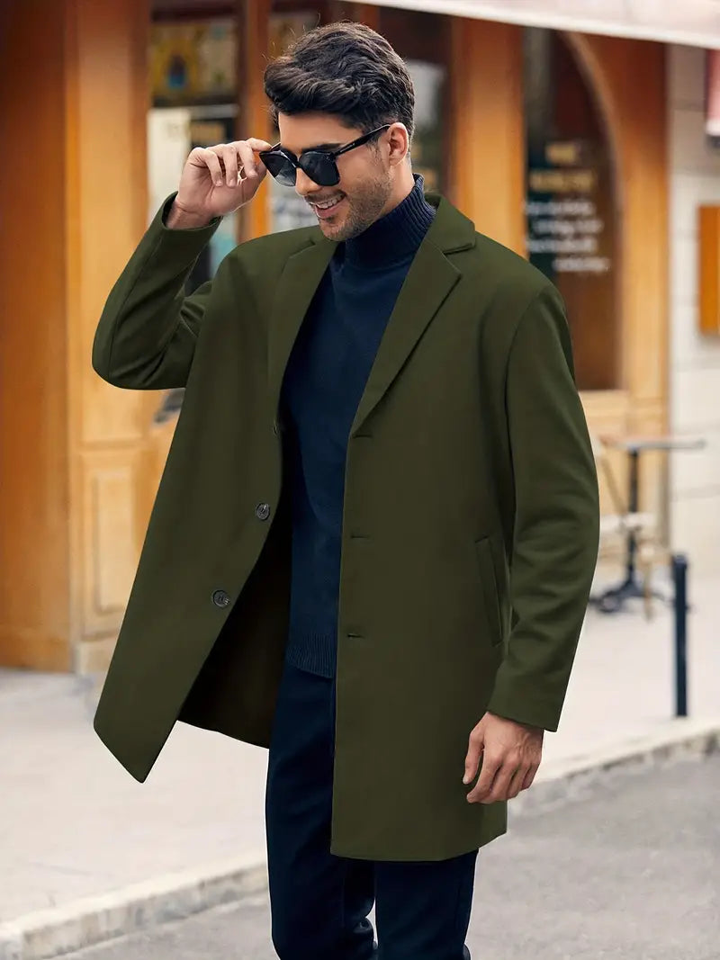 Trenchcoat Heren – Elegante Lange Jas van Hoogwaardige Materialen voor Koud Weer