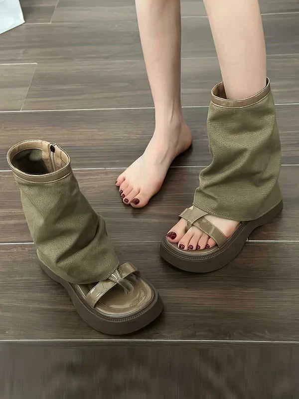 Dames Sandalen Stiefels - Elegante leren sandalen met hak voor zomer