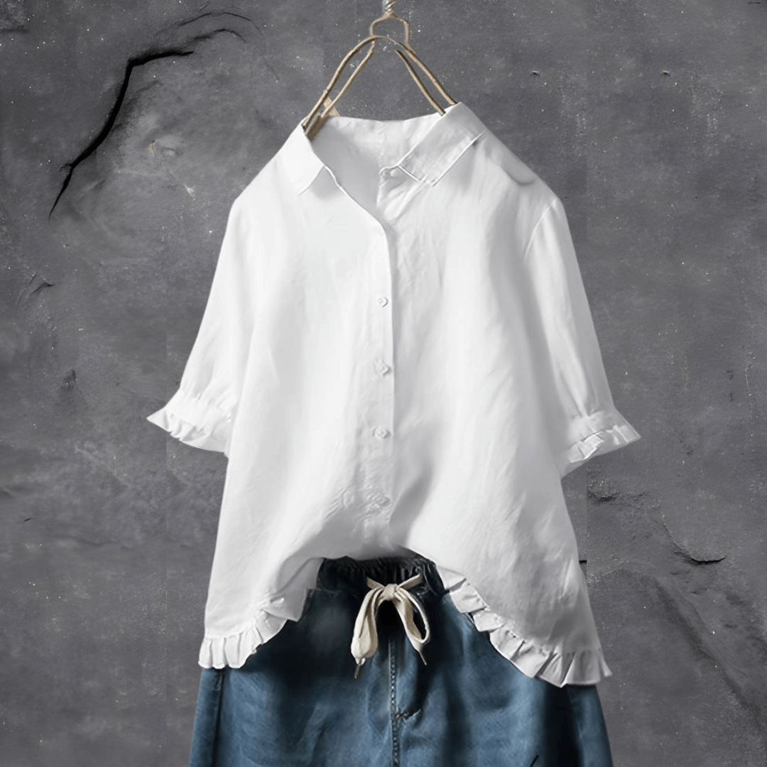 Blouse dames met knopen – Elegante blouse met korte mouwen en trendy design