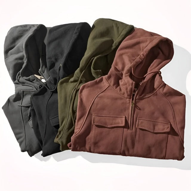 Heren Hoodie met Zakken – Comfortabele Zip-Up Hoodie van Katoen voor Casual Gebruik
