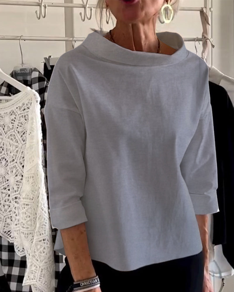 Dames Ronde Hals Top – Stijlvolle T-shirt met Korte Mouwen en Comfortabele Pasvorm