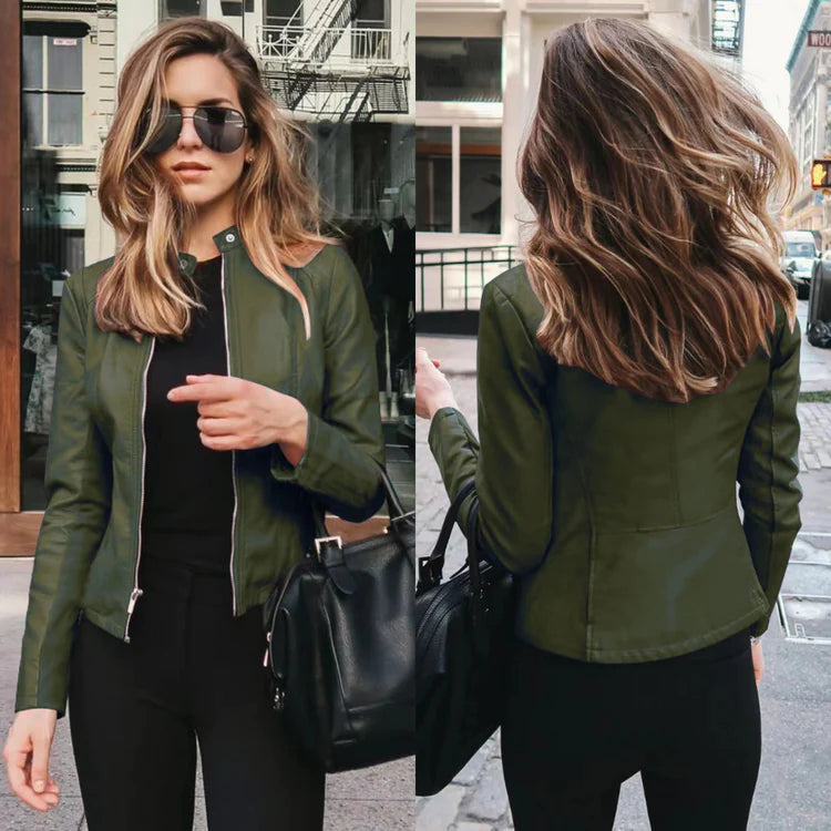 Jas Dames – Elegante Zip-Up Jas van Katoen voor Lente en Herfst