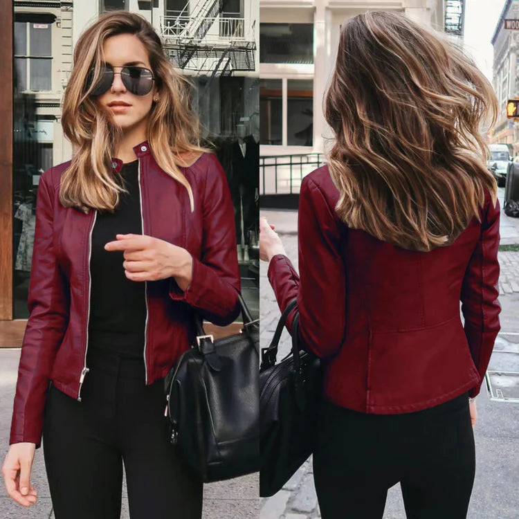 Jas Dames – Elegante Zip-Up Jas van Katoen voor Lente en Herfst