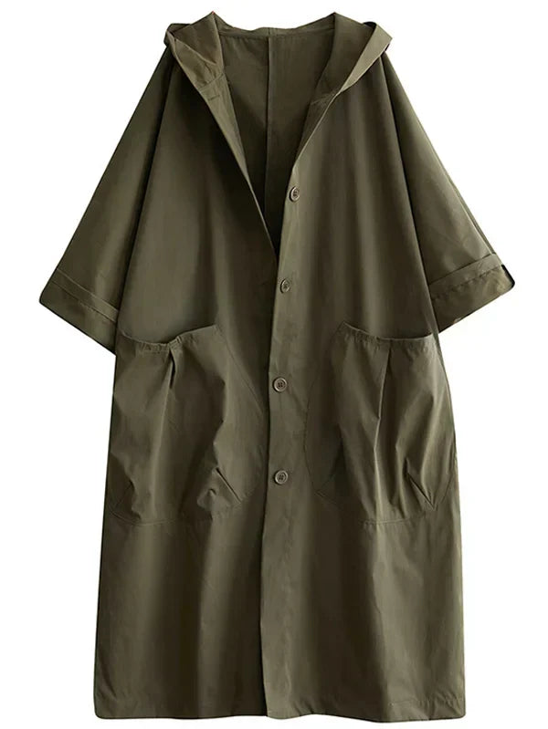 Trenchcoat Dames met Kapuze – Stijlvolle Waterdichte Lange Jas voor Herfst