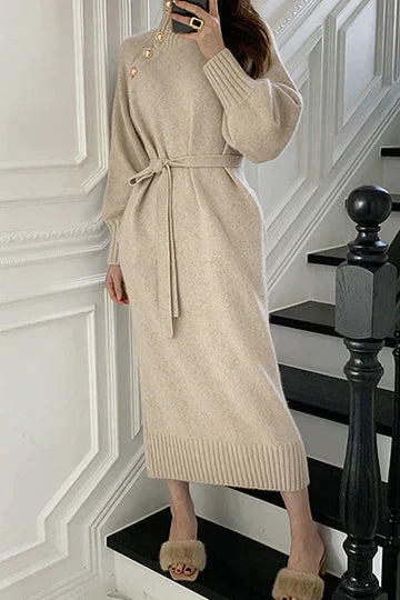 Asymmetrische jurk dames – Lange mouwen elegante jurk voor speciale gelegenheden
