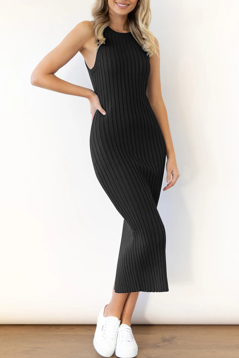 Zomerse jurk dames – Elegante lange mouwloze jurk voor bruiloft en feest