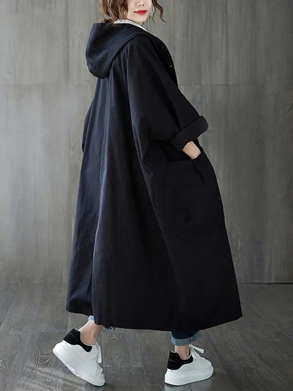 Trenchcoat Dames met Kapuze – Stijlvolle Waterdichte Lange Jas voor Herfst
