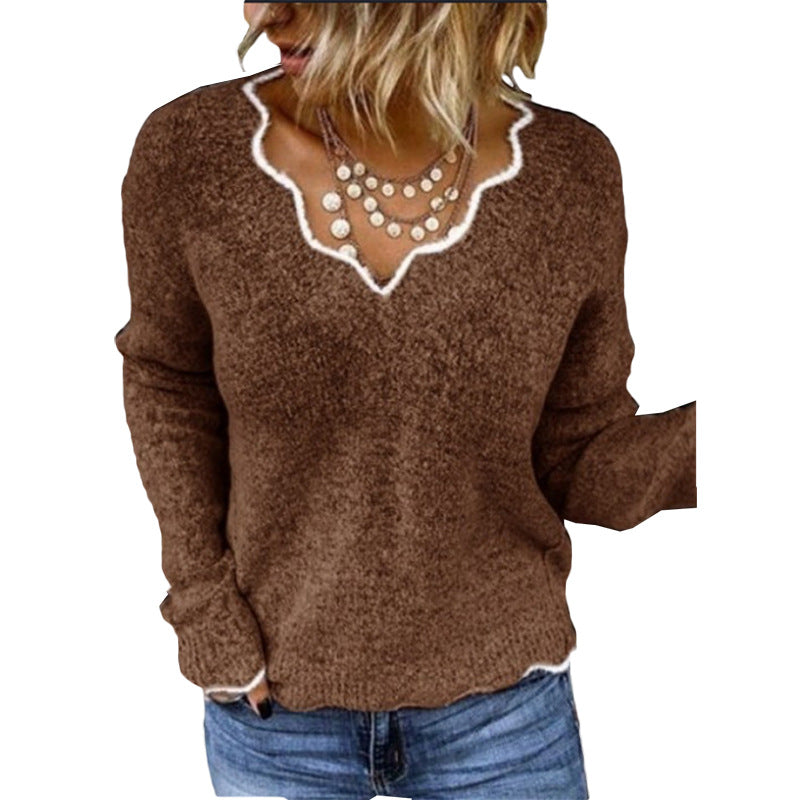Pullover dames – Schelp uitsnede trui met comfortabele pasvorm en stijl