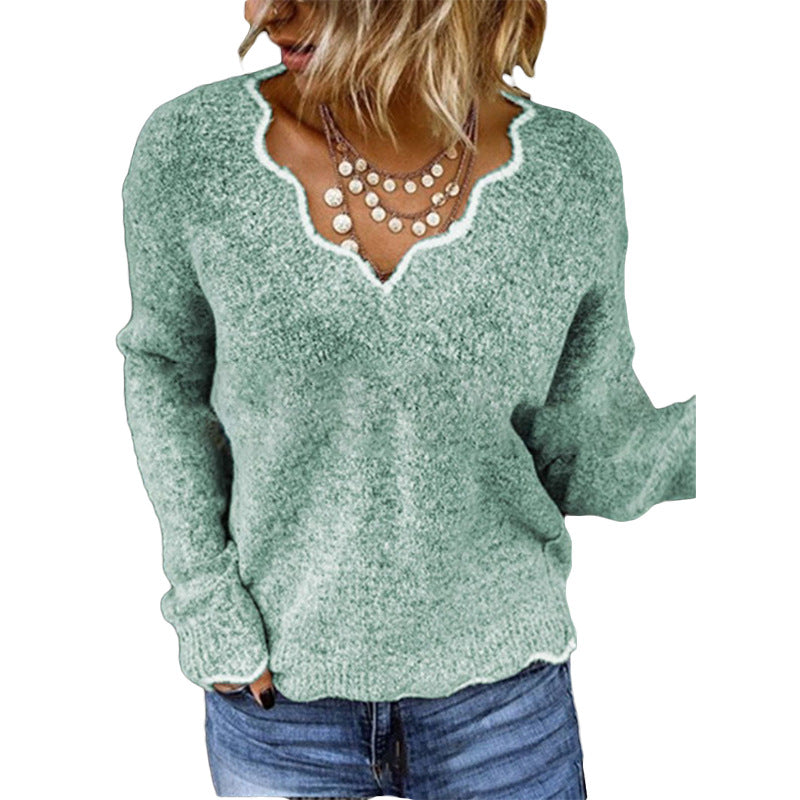Pullover dames – Schelp uitsnede trui met comfortabele pasvorm en stijl