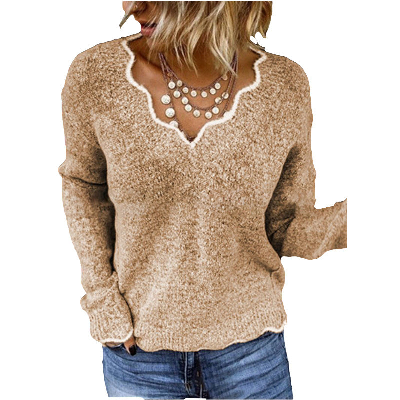 Pullover dames – Schelp uitsnede trui met comfortabele pasvorm en stijl