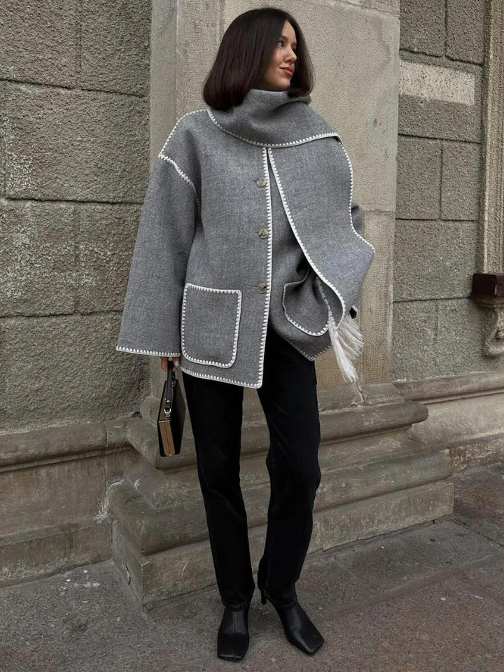 Damesjas met Sjaal – Elegante damesjas met sjaal, ideaal voor herfst en winter