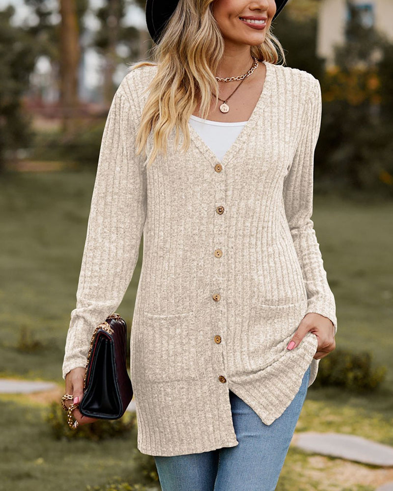 Gebreide cardigan dames – Lange mouwen, zachte stof en casual stijl