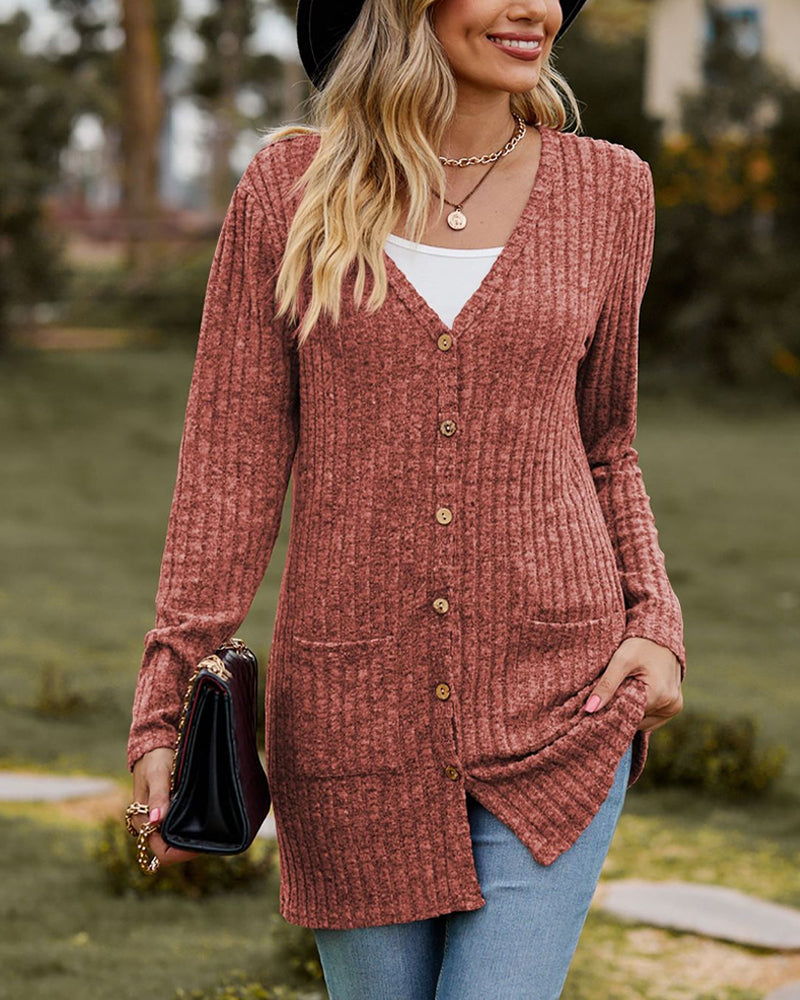 Gebreide cardigan dames – Lange mouwen, zachte stof en casual stijl