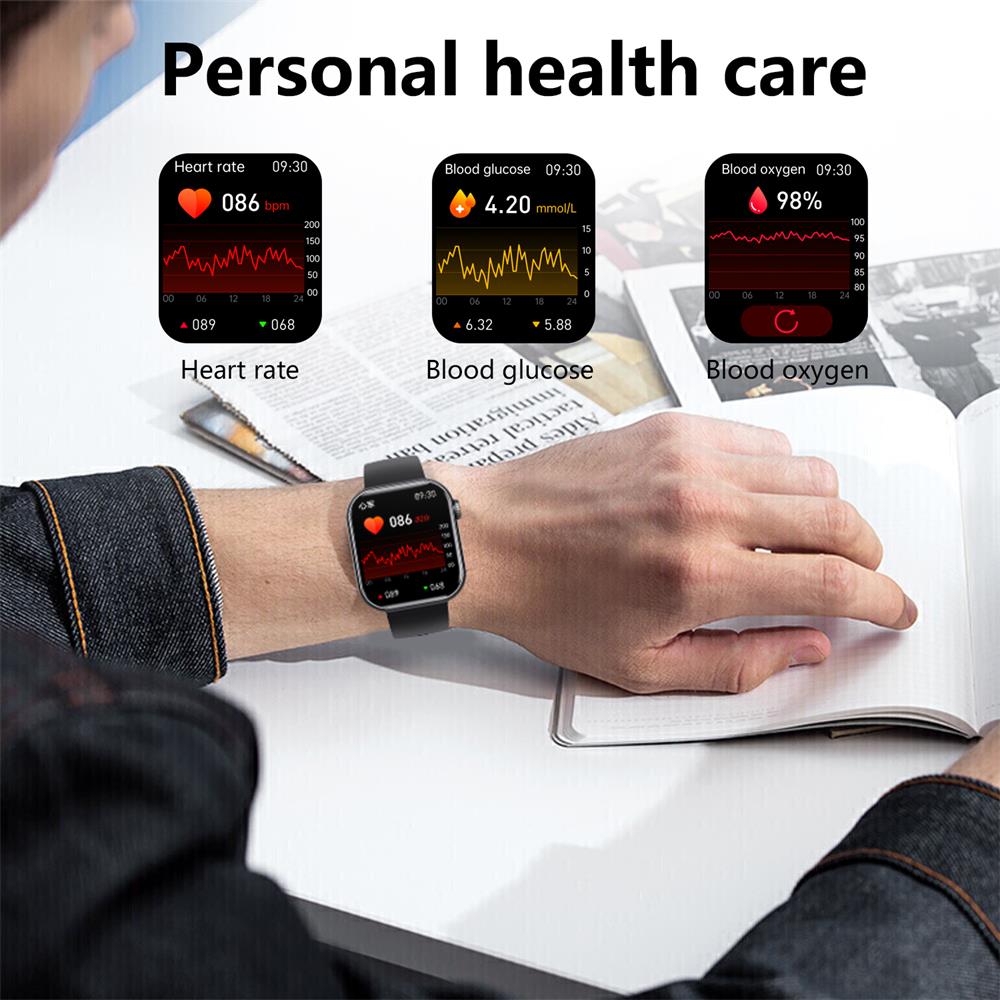Slimme Horloge Bloedglucose Bloeddruk Hartslagmonitor Fitness Tracker