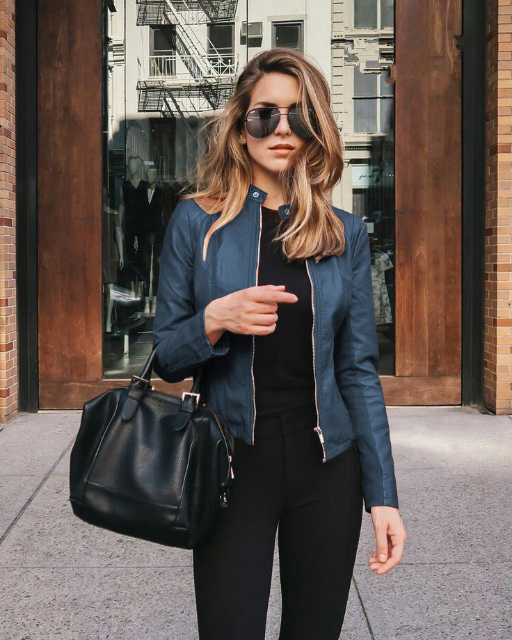 Jas Dames – Elegante Zip-Up Jas van Katoen voor Lente en Herfst