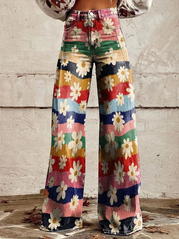 Broek Vintage Elegante – Stijlvolle damesbroek met hoge taille en wijde pijpen