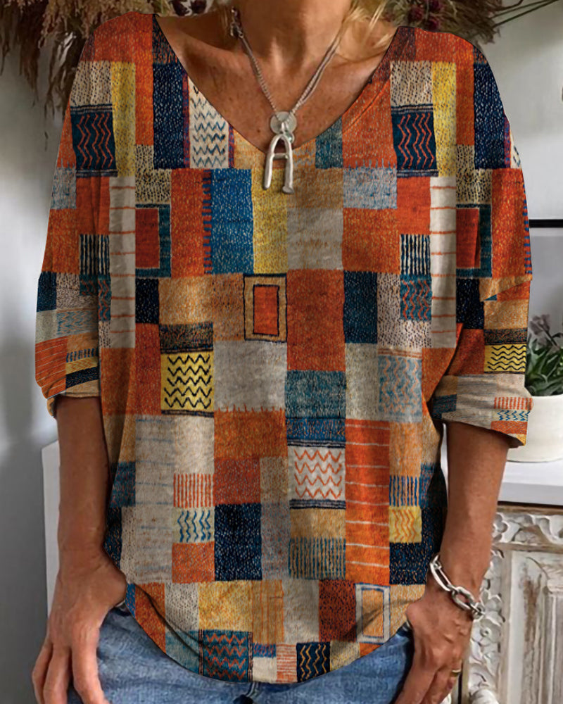 Geruite top dames – Stijlvolle blouse met korte mouwen en trendy patroon