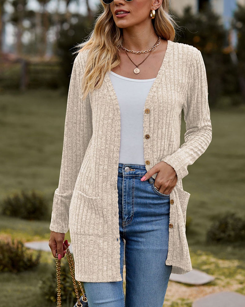 Gebreide cardigan dames – Lange mouwen, zachte stof en casual stijl