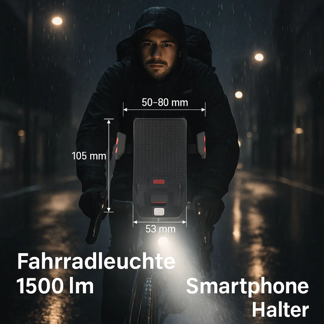 4-in-1 Fietslicht Powerbank 1500 Lumen LED Verlichting