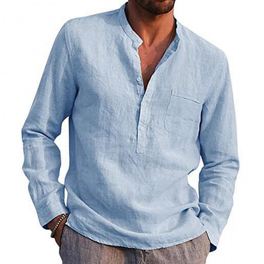 Langarmig Shirt Heren – Casual Shirt met Borstzak en Comfortabele Pasvorm