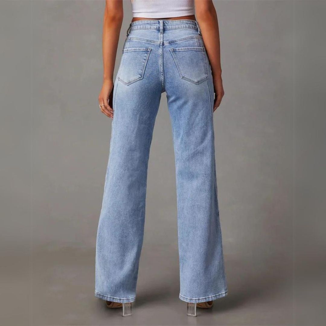 Damesjeans hoge taille – Rechte pasvorm, comfortabele denim voor casual stijl