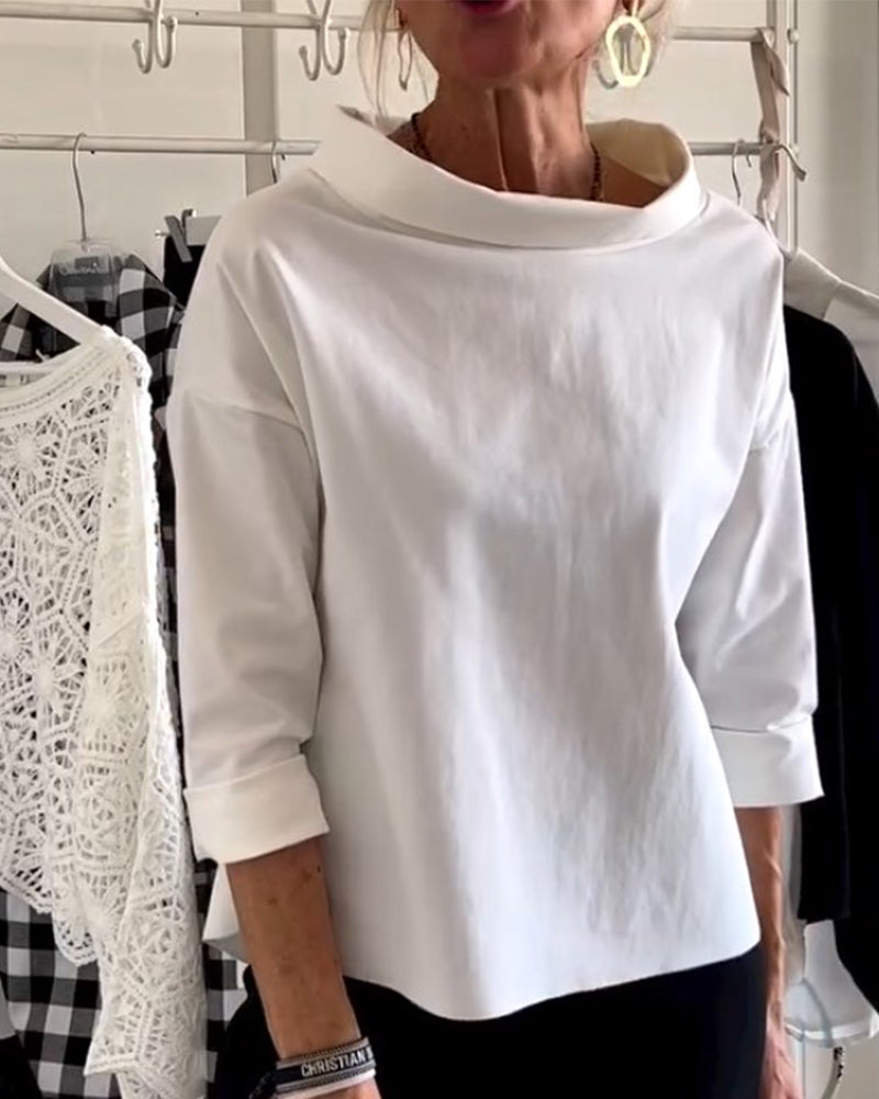 Dames Ronde Hals Top – Stijlvolle T-shirt met Korte Mouwen en Comfortabele Pasvorm