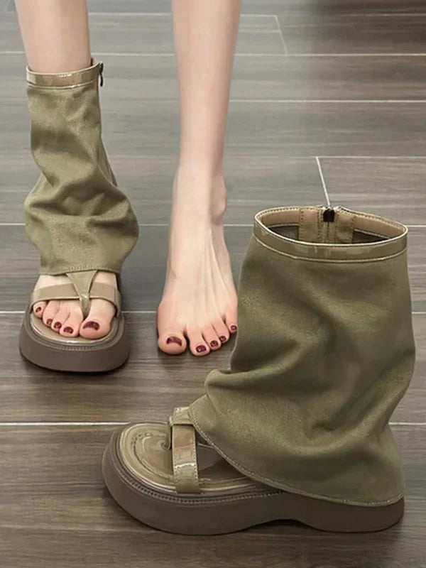 Dames Sandalen Stiefels - Elegante leren sandalen met hak voor zomer