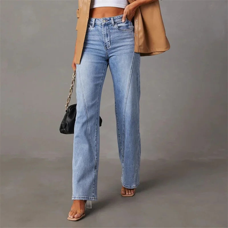 Damesjeans hoge taille – Rechte pasvorm, comfortabele denim voor casual stijl
