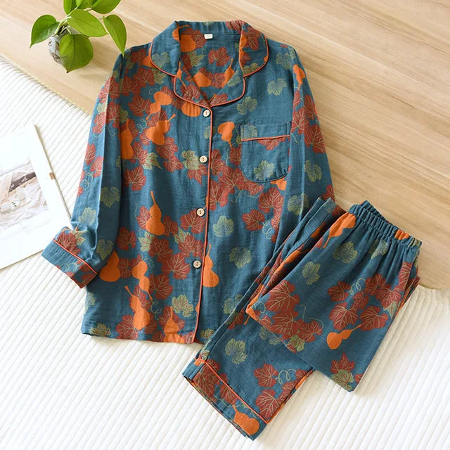 Dames Pyjama-Set Bedrukt – Comfortabele Katoenen Nachtkleding voor Thuis