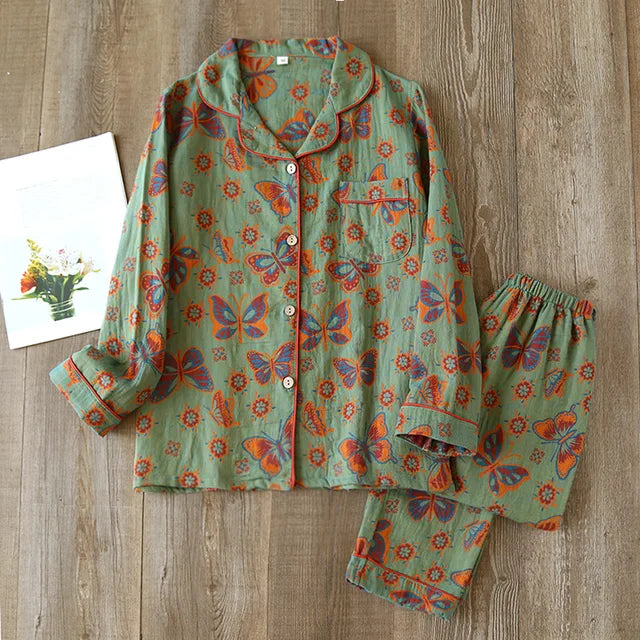 Dames Pyjama-Set Bedrukt – Comfortabele Katoenen Nachtkleding voor Thuis