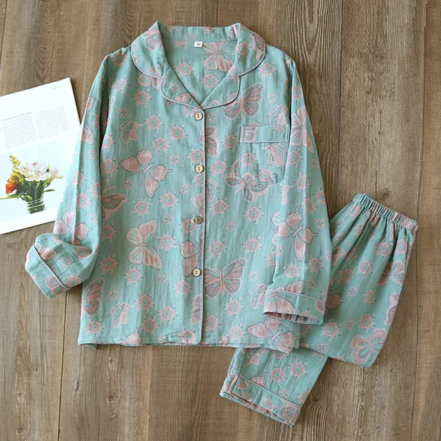 Dames Pyjama-Set Bedrukt – Comfortabele Katoenen Nachtkleding voor Thuis