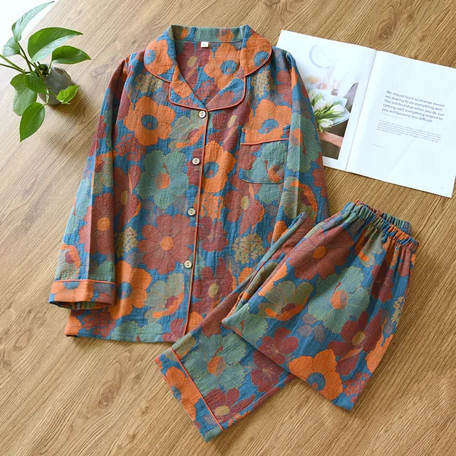 Dames Pyjama-Set Bedrukt – Comfortabele Katoenen Nachtkleding voor Thuis