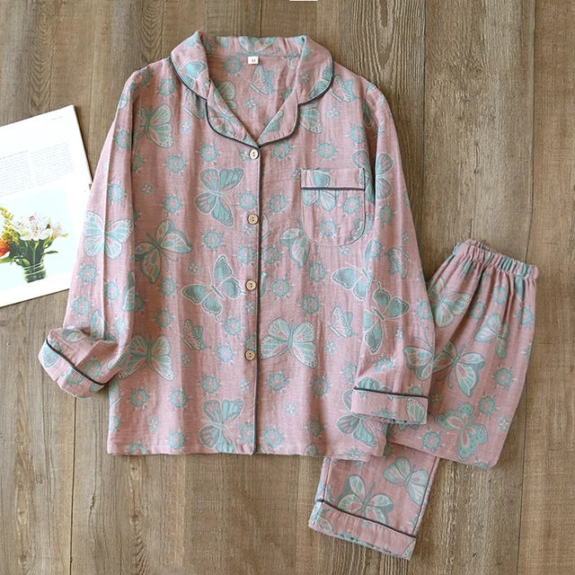 Dames Pyjama-Set Bedrukt – Comfortabele Katoenen Nachtkleding voor Thuis