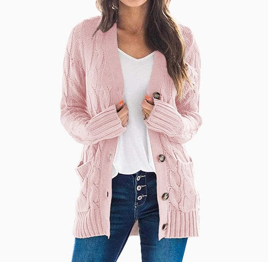 Gebreide cardigan dames – Cardigan met knopen, comfortabel en trendy