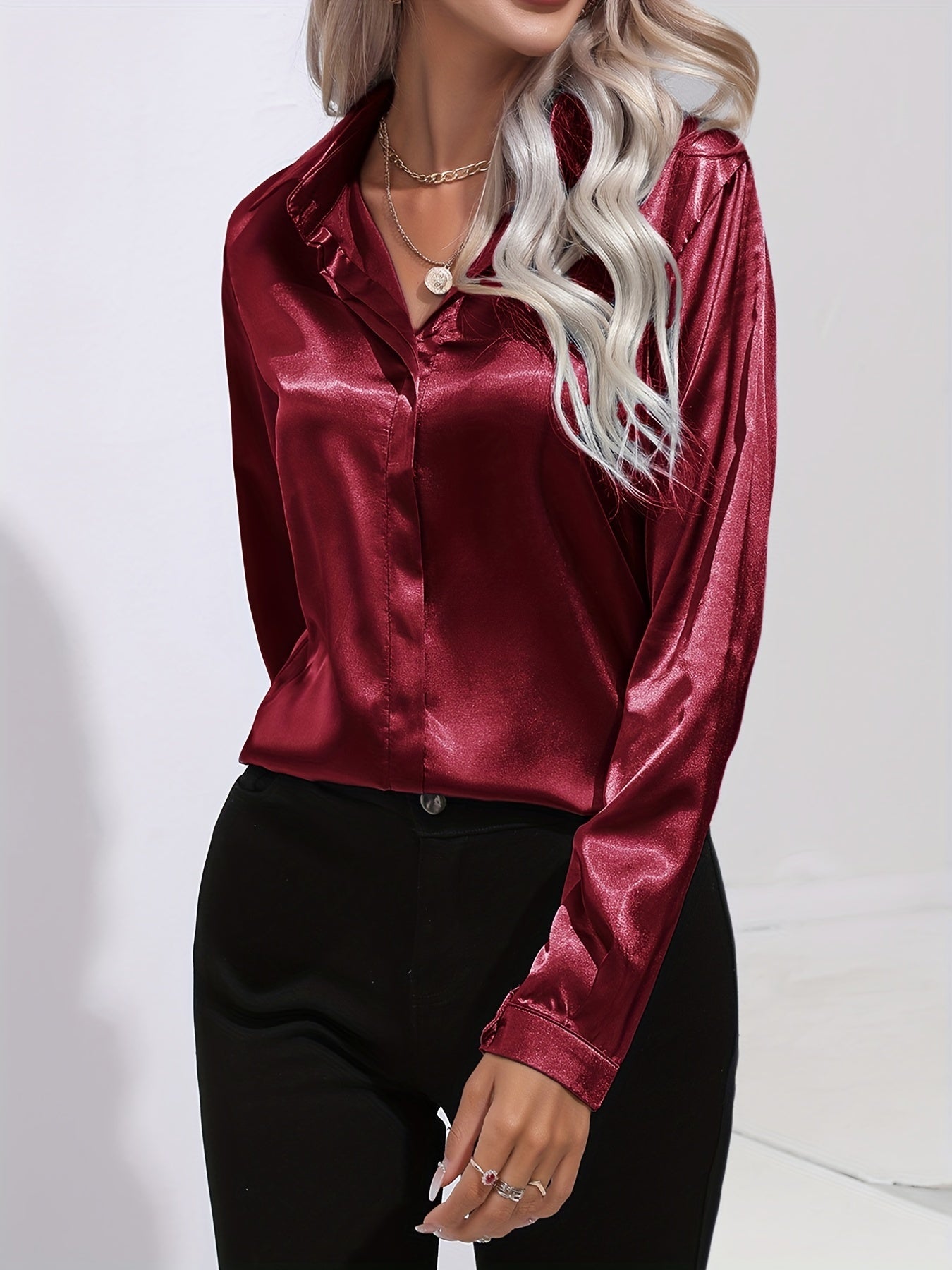 Lange mouwen blouse dames – Elegante blouse met comfortabele pasvorm en stijlvol design