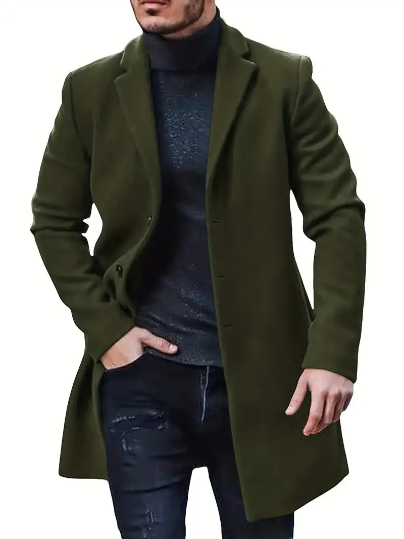 Trenchcoat Heren – Elegante Lange Jas van Hoogwaardige Materialen voor Koud Weer