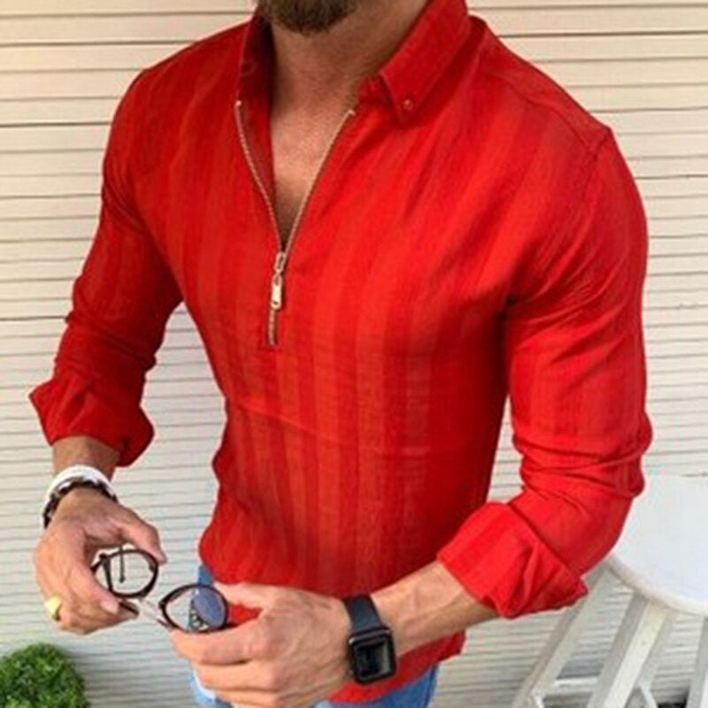 Langarmshirt heren – Comfortabel shirt met rits, lange mouwen en casual stijl