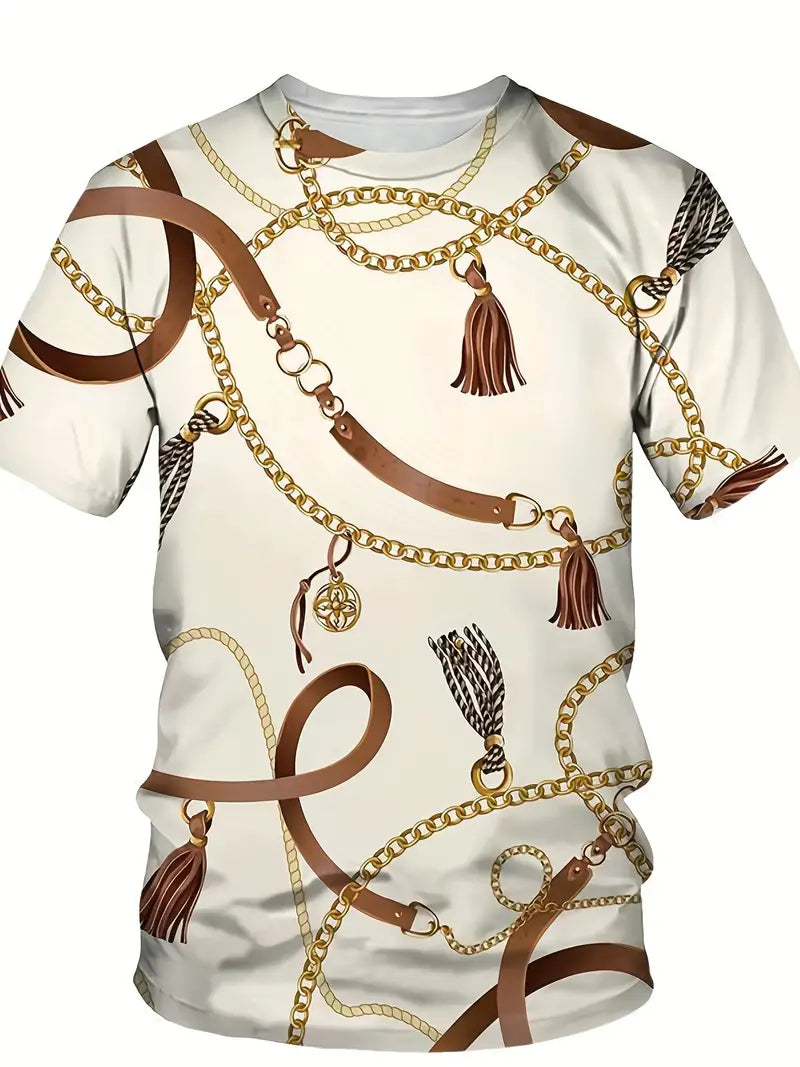 Bedrukte Heren Shirt en Shorts Set – Comfortabele Korte Mouwen en Casual Stijl