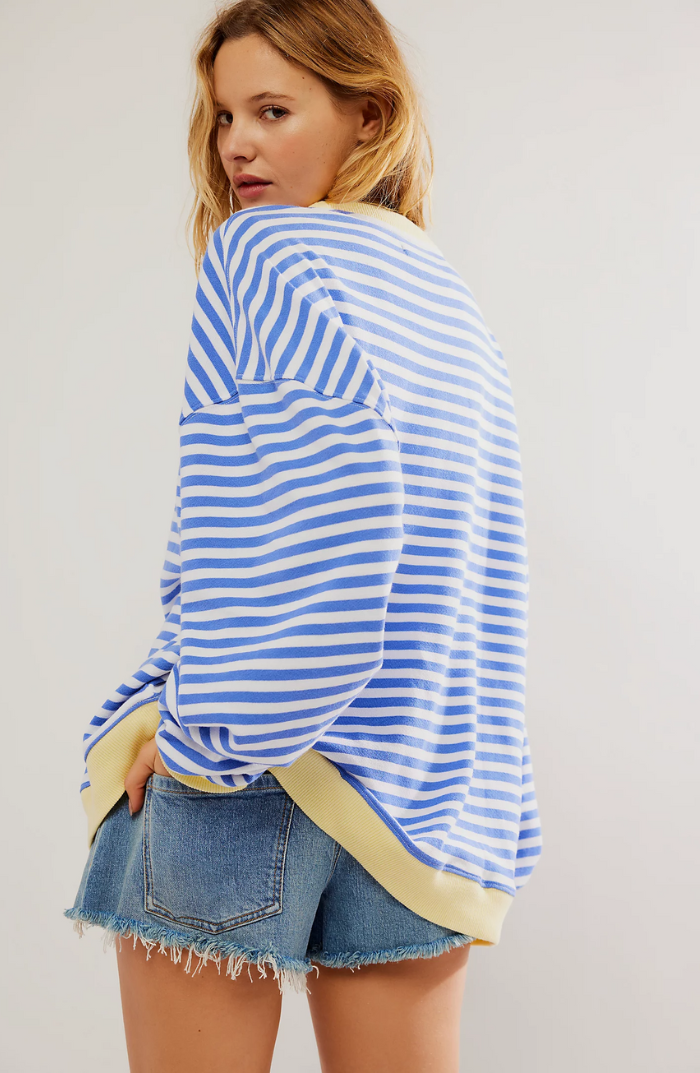Gestreept Sweatshirt Dames – Comfortabel Overmaat Sweatshirt met Lange Mouwen
