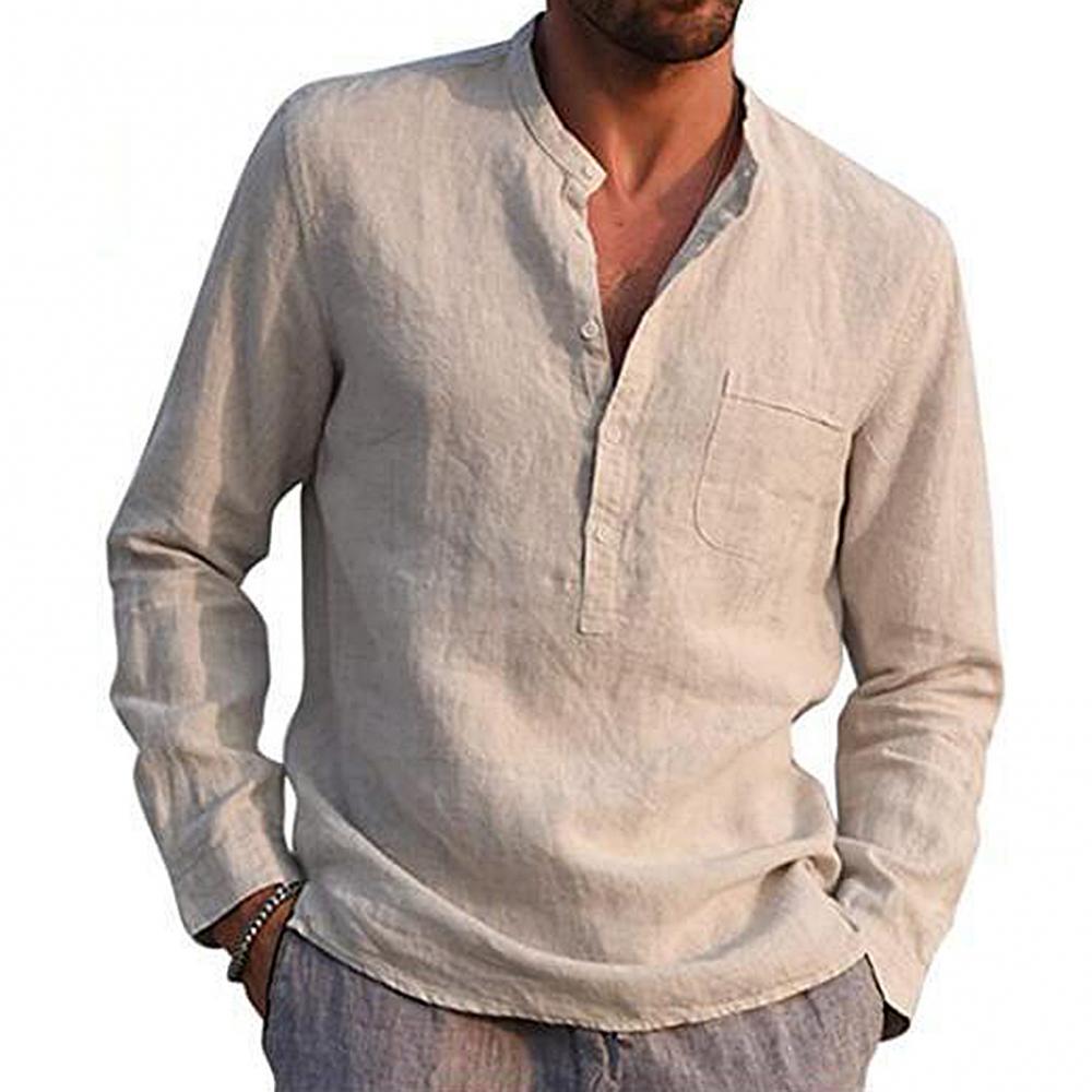 Langarmig Shirt Heren – Casual Shirt met Borstzak en Comfortabele Pasvorm
