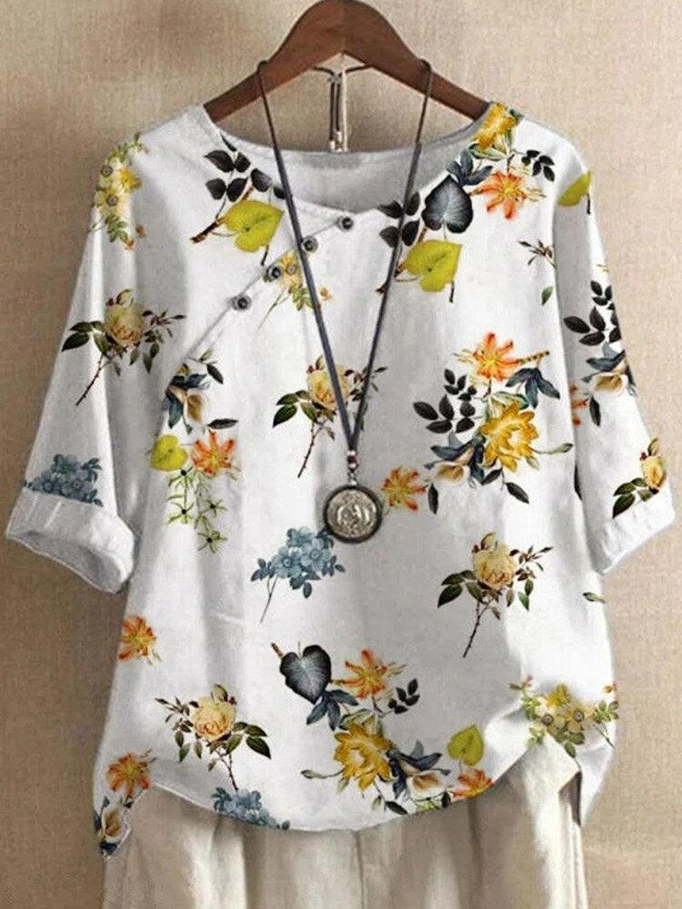 Damesblouse bedrukt – Stijlvolle blouse met korte mouwen en trendy design