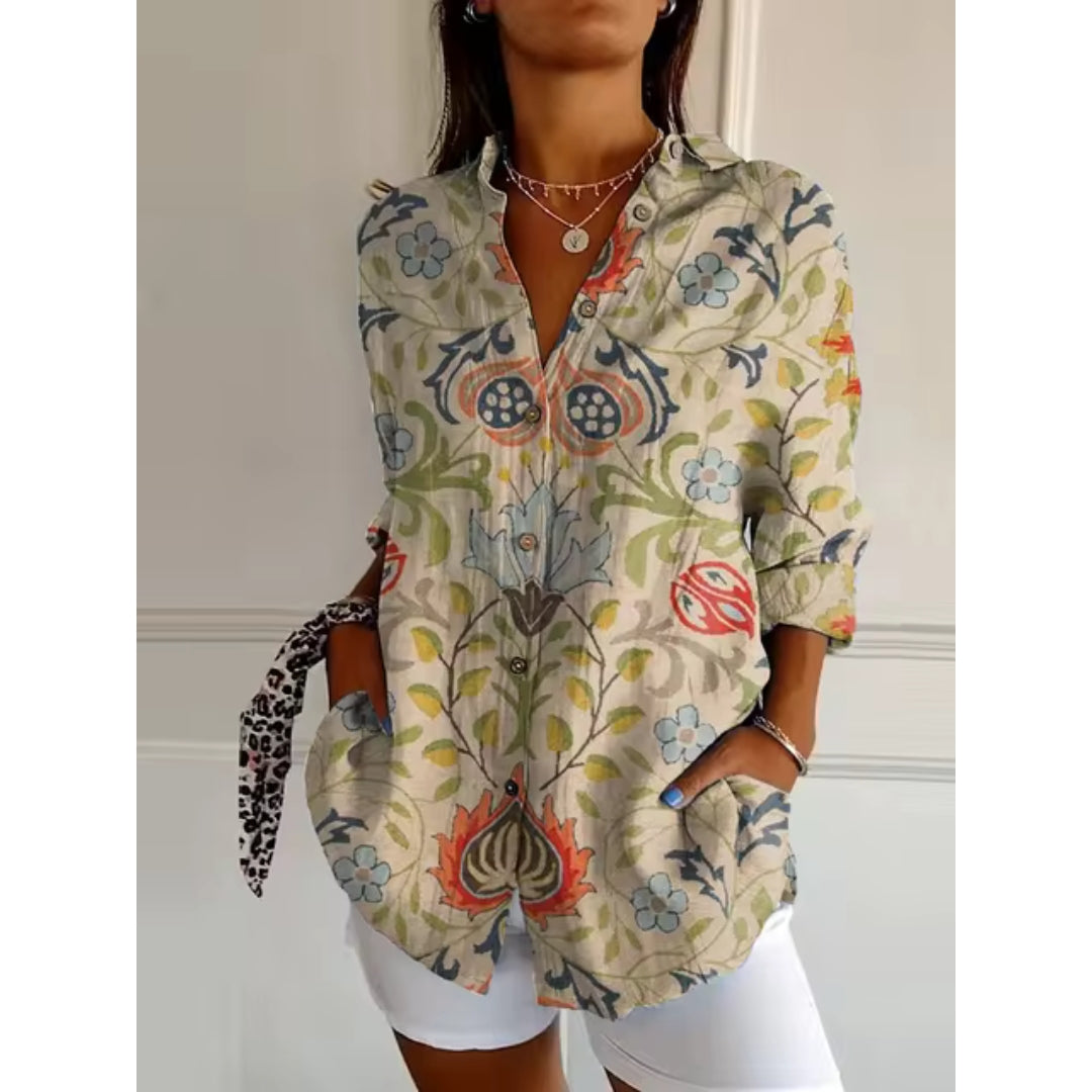 Bloemen Blouse Dames – Elegante Blouse met Knopen en Bloemenprint voor Casual en Feestelijke Gelegenheden