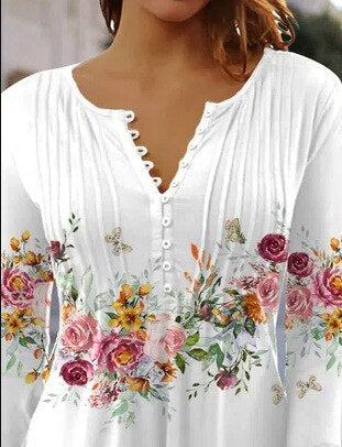 Bloemen-top dames – Elegante bloemenprint blouse met korte mouwen voor zomer