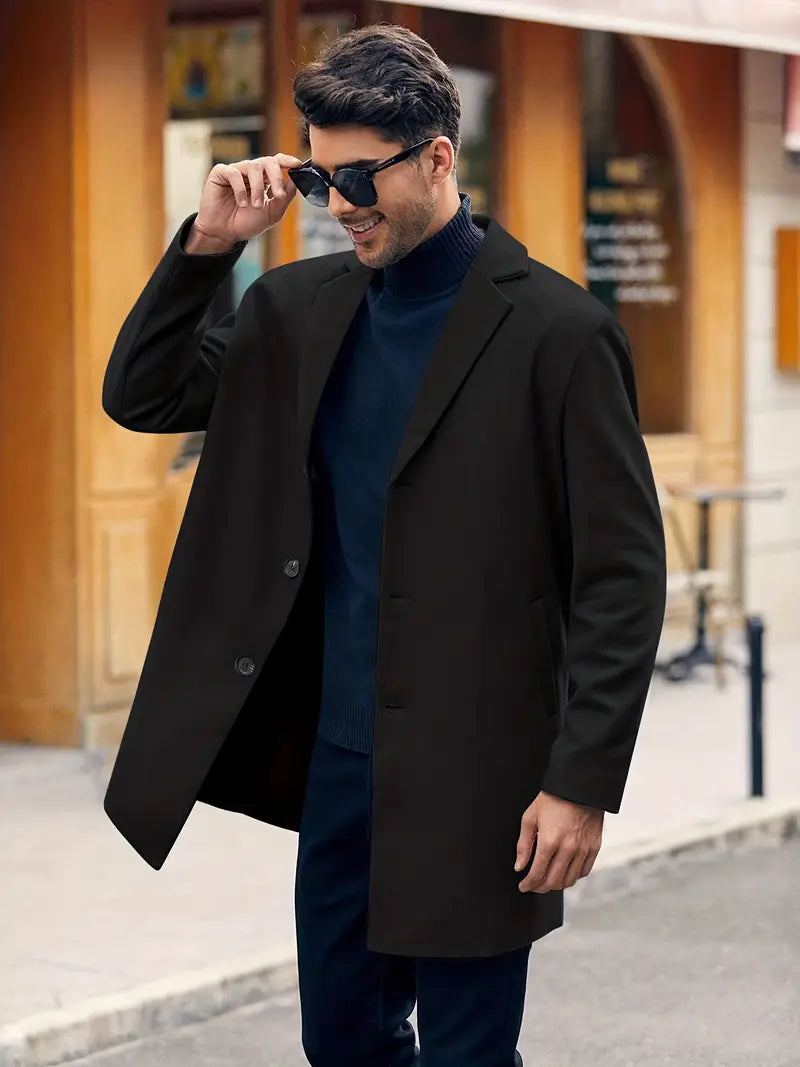 Trenchcoat Heren – Elegante Lange Jas van Hoogwaardige Materialen voor Koud Weer