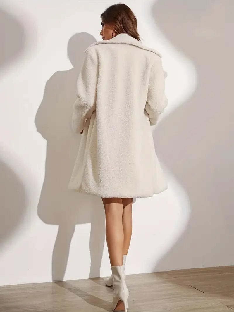 Teddy Mantel Dames – Warme en stijlvolle teddyjas met zakken voor herfst en winter